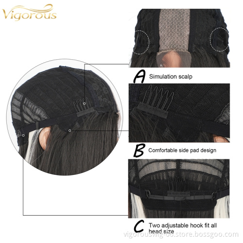 Synthetic Top Quality Wig Vendor Heat Resistant Highlinght Ombre Long Straight Lace Frontal Synthetic Hair Wigs Free Sample